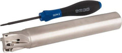 Seco - 1" Cut Diam, 0.354" Max Depth of Cut, 1" Shank Diam, 6.693" OAL, Indexable Square Shoulder End Mill - XO.X 10T3.. Inserts, Cylindrical Shank, 90° Lead Angle, Through Coolant, Series Turbo 10 - Eagle Tool & Supply