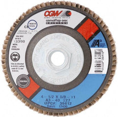 Camel Grinding Wheels - 80 Grit, 4" Disc Diam, 5/8" Center Hole, Type 27 Aluminum Oxide Flap Disc - 15,300 Max RPM, Polyester Backing, Arbor Attaching System, Coated - Eagle Tool & Supply