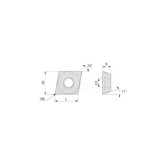 Turning Insert:  EPGT521L-W08 TH10,  Solid Carbide Uncoated Finish,  Left Hand,  0.0160″ Corner Radius,  75.0 &deg N/A Diamond,  Series  EPGT