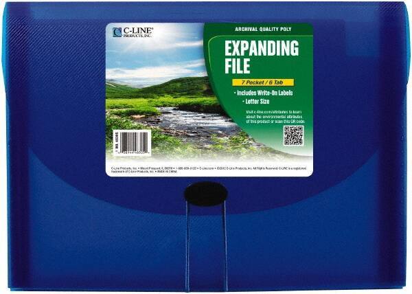 C-LINE - 13 x 9-1/4 x 1-5/8", Letter Size, Blue, Expandable File Folders with Top Tab Pocket - Has Index Tabs, 1 per Box - Eagle Tool & Supply