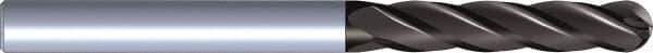 Kennametal - 1/2" Diam, 1" LOC, 4 Flute Solid Carbide Ball End Mill - TiAlN Finish, Single End, 4" OAL, 1/2" Shank Diam - Eagle Tool & Supply