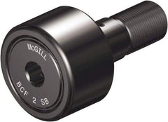 McGill - 1-1/4" Roller Diam x 3/4" Width, 7/16" Stud Diam x 1-1/4" Length, Sealed Self Lubricating Stud Cam Follower with Nonmetallic Bushing and Hex - Steel, 5/8" Thread Length, 1/2-20 Thread, 2.03" OAL - Eagle Tool & Supply