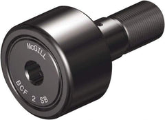 McGill - 1/2" Roller Diam x 3/8" Width, 3/16" Stud Diam x 5/8" Length, Sealed Self Lubricating Stud Cam Follower with Nonmetallic Bushing and Hex - Steel, 1/4" Thread Length, 10-32 Thread, 1.03" OAL - Eagle Tool & Supply