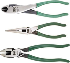 SK - 3 Piece Long Nose, Diagonal & Lineman's Plier Set - Comes in Plastic Pouch - Eagle Tool & Supply