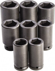 Proto - 8 Piece 3/4" Drive Full Polish Finish Deep Well Impact Socket Set - 6 Points, 1" to 3/4" Range, Inch Measurement Standard - Eagle Tool & Supply