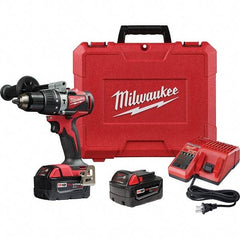 Milwaukee Tool - 18 Volt 1/2" Metal Ratcheting Chuck Cordless Hammer Drill - 0 to 28,800 BPM, 0 to 1,800 RPM, Reversible - Eagle Tool & Supply