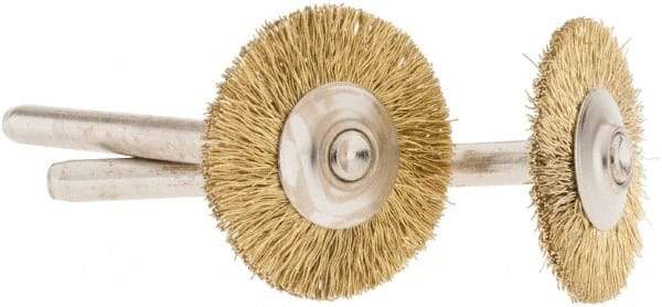 Dremel - 3/4" OD, 1/8" Shank Diam, Straight Filament Brass Wheel Brush - 1/16" Face Width, 3/4" Trim Length, 15,000 RPM - Eagle Tool & Supply