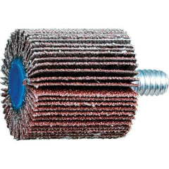 PFERD - 1" Diam x 1" Face Width, Aluminum Oxide Coated Mounted Flap Wheel - 1/4-20 Threaded Mount, 80 Grit, 25,000 Max RPM - Eagle Tool & Supply