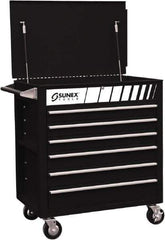 Sunex Tools - 600 Lb Capacity, 34-1/2" Wide x 20" Long x 39-1/2" High Service Cart - 6 Shelf, Steel, Heavy-Duty Casters - Eagle Tool & Supply