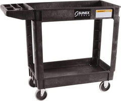 Sunex Tools - 500 Lb Capacity, 18" Wide x 41" Long x 33-1/2" High Standard Utility Cart - 2 Shelf, Plastic, Hard Rubber Casters - Eagle Tool & Supply