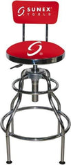 Sunex Tools - 33 Inch High, Stationary Adjustable Height Stool - 25.2 Inch Deep x 18-1/2 Inch Wide, Vinyl Seat, Red - Eagle Tool & Supply