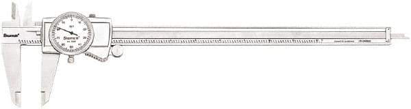 Starrett - 0" to 12" Range, 0.001" Graduation, 0.1" per Revolution, Dial Caliper - White Face, 2.5" Jaw Length, Accurate to 0.001" - Eagle Tool & Supply