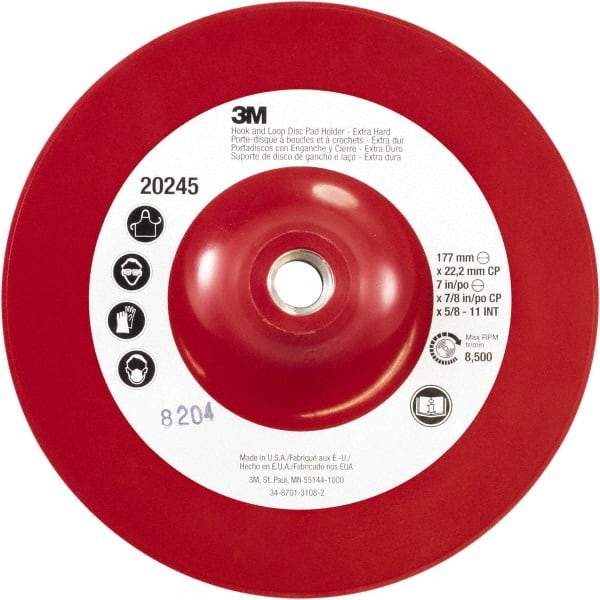 3M - 7" Diam Hook & Loop Disc Backing Pad - Extra Hard Density, 8,500 RPM - Eagle Tool & Supply