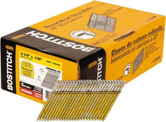 Stanley Bostitch - 11 Gauge 0.12" Shank Diam 2-3/8" Long Framing Nails for Power Nailers - Steel, Galvanized Finish, Ring Shank, Angled Stick Wire Collation, Round Head, Diamond Point - Eagle Tool & Supply