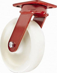 Hamilton - 8" Diam x 2" Wide x 9-1/2" OAH Top Plate Mount Swivel Caster - Plastic, 1,100 Lb Capacity, Sealed Precision Ball Bearing, 4 x 5" Plate - Eagle Tool & Supply