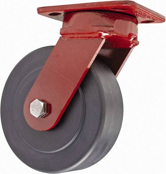 Hamilton - 6" Diam x 2" Wide x 7-1/2" OAH Top Plate Mount Swivel Caster - Plastic, 2,300 Lb Capacity, Sealed Precision Ball Bearing, 4 x 5" Plate - Eagle Tool & Supply
