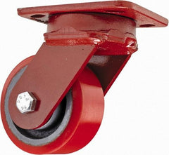 Hamilton - 4" Diam x 2" Wide x 5-5/8" OAH Top Plate Mount Swivel Caster - Polyurethane, 900 Lb Capacity, Sealed Precision Ball Bearing, 4 x 5" Plate - Eagle Tool & Supply
