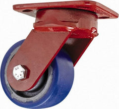 Hamilton - 4" Diam x 2" Wide x 5-5/8" OAH Top Plate Mount Swivel Caster - Polyurethane, 600 Lb Capacity, Sealed Precision Ball Bearing, 4 x 5" Plate - Eagle Tool & Supply