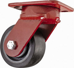 Hamilton - 4" Diam x 2" Wide x 5-5/8" OAH Top Plate Mount Swivel Caster - Steel, 1,400 Lb Capacity, Sealed Precision Ball Bearing, 4 x 5" Plate - Eagle Tool & Supply
