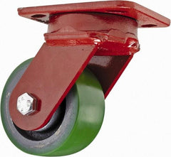 Hamilton - 4" Diam x 2" Wide x 5-5/8" OAH Top Plate Mount Swivel Caster - Polyurethane, 750 Lb Capacity, Sealed Precision Ball Bearing, 4 x 5" Plate - Eagle Tool & Supply