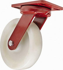 Hamilton - 8" Diam x 2" Wide x 9-3/4" OAH Top Plate Mount Swivel Caster - Plastic, 1,100 Lb Capacity, Sealed Precision Ball Bearing, 4-1/2 x 6-1/2" Plate - Eagle Tool & Supply
