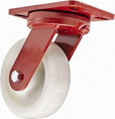 Hamilton - 6" Diam x 2" Wide x 7-3/4" OAH Top Plate Mount Swivel Caster with Brake - Plastic, 1,000 Lb Capacity, Sealed Precision Ball Bearing, 4-1/2 x 6-1/2" Plate - Eagle Tool & Supply