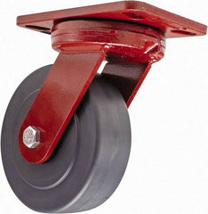 Hamilton - 6" Diam x 2" Wide x 7-3/4" OAH Top Plate Mount Swivel Caster - Plastic, 2,000 Lb Capacity, Sealed Precision Ball Bearing, 4-1/2 x 6-1/2" Plate - Eagle Tool & Supply