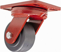 Hamilton - 4" Diam x 2" Wide x 5-5/8" OAH Top Plate Mount Swivel Caster - Plastic, 2,000 Lb Capacity, Sealed Precision Ball Bearing, 4-1/2 x 6-1/2" Plate - Eagle Tool & Supply