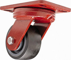 Hamilton - 4" Diam x 2" Wide x 5-5/8" OAH Top Plate Mount Swivel Caster - Polyurethane, 975 Lb Capacity, Sealed Precision Ball Bearing, 4-1/2 x 6-1/2" Plate - Eagle Tool & Supply