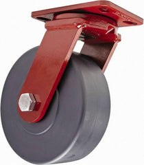 Hamilton - 8" Diam x 3" Wide x 10-1/4" OAH Top Plate Mount Swivel Caster - Plastic, 3,200 Lb Capacity, Sealed Precision Ball Bearing, 4-1/2 x 6-1/2" Plate - Eagle Tool & Supply