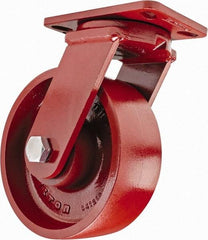 Hamilton - 8" Diam x 3" Wide x 10-1/4" OAH Top Plate Mount Swivel Caster - Steel, 2,600 Lb Capacity, Sealed Precision Ball Bearing, 4-1/2 x 6-1/2" Plate - Eagle Tool & Supply