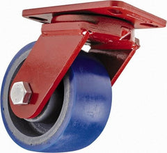 Hamilton - 6" Diam x 3" Wide x 7-1/2" OAH Top Plate Mount Swivel Caster - Polyurethane, 1,800 Lb Capacity, Sealed Precision Ball Bearing, 4-1/2 x 6-1/2" Plate - Eagle Tool & Supply