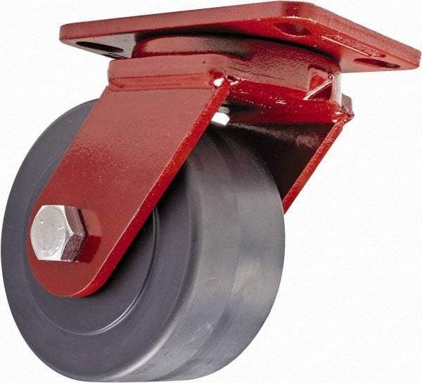 Hamilton - 6" Diam x 3" Wide x 7-1/2" OAH Top Plate Mount Swivel Caster - Plastic, 3,200 Lb Capacity, Sealed Precision Ball Bearing, 4-1/2 x 6-1/2" Plate - Eagle Tool & Supply
