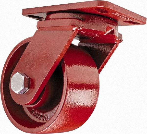 Hamilton - 6" Diam x 3" Wide x 7-1/2" OAH Top Plate Mount Swivel Caster - Steel, 2,500 Lb Capacity, Sealed Precision Ball Bearing, 4-1/2 x 6-1/2" Plate - Eagle Tool & Supply