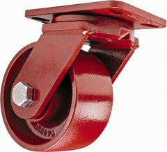 Hamilton - 6" Diam x 3" Wide x 7-1/2" OAH Top Plate Mount Swivel Caster - Steel, 2,500 Lb Capacity, Sealed Precision Ball Bearing, 4-1/2 x 6-1/2" Plate - Eagle Tool & Supply