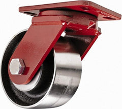 Hamilton - 6" Diam x 2" Wide x 7-3/4" OAH Top Plate Mount Swivel Caster - Steel, 2,500 Lb Capacity, Sealed Precision Ball Bearing, 4-1/2 x 6-1/2" Plate - Eagle Tool & Supply