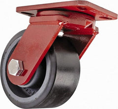 Hamilton - 6" Diam x 3" Wide x 7-1/2" OAH Top Plate Mount Swivel Caster - Polyurethane, 2,860 Lb Capacity, Sealed Precision Ball Bearing, 4-1/2 x 6-1/2" Plate - Eagle Tool & Supply