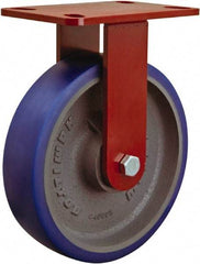 Hamilton - 8" Diam x 2" Wide x 9-1/2" OAH Top Plate Mount Rigid Caster - Polyurethane, 1,200 Lb Capacity, Sealed Precision Ball Bearing, 4 x 4-1/2" Plate - Eagle Tool & Supply
