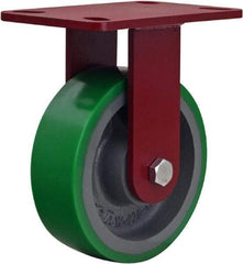 Hamilton - 6" Diam x 2" Wide x 7-1/2" OAH Top Plate Mount Rigid Caster - Polyurethane, 1,200 Lb Capacity, Sealed Precision Ball Bearing, 4 x 4-1/2" Plate - Eagle Tool & Supply