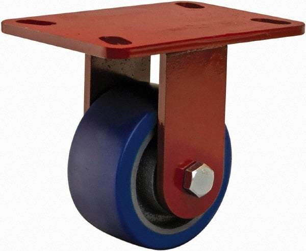 Hamilton - 4" Diam x 2" Wide x 5-5/8" OAH Top Plate Mount Rigid Caster - Polyurethane, 600 Lb Capacity, Sealed Precision Ball Bearing, 4 x 4-1/2" Plate - Eagle Tool & Supply