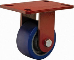Hamilton - 4" Diam x 2" Wide x 5-5/8" OAH Top Plate Mount Rigid Caster - Polyurethane, 600 Lb Capacity, Sealed Precision Ball Bearing, 4 x 4-1/2" Plate - Eagle Tool & Supply