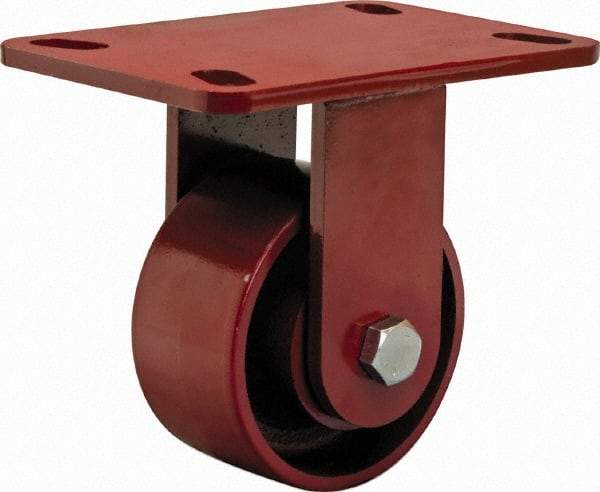Hamilton - 4" Diam x 2" Wide x 5-5/8" OAH Top Plate Mount Rigid Caster - Steel, 1,400 Lb Capacity, Sealed Precision Ball Bearing, 4 x 4-1/2" Plate - Eagle Tool & Supply