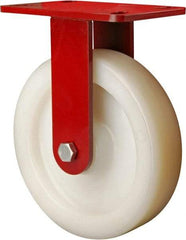 Hamilton - 8" Diam x 2" Wide x 9-1/2" OAH Top Plate Mount Rigid Caster - Plastic, 1,100 Lb Capacity, Sealed Precision Ball Bearing, 4 x 4-1/2" Plate - Eagle Tool & Supply