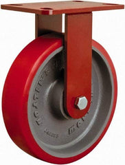 Hamilton - 8" Diam x 3" Wide x 10-1/4" OAH Top Plate Mount Swivel Caster - Polyurethane, 3,000 Lb Capacity, Sealed Precision Ball Bearing, 4-1/2 x 6-1/2" Plate - Eagle Tool & Supply