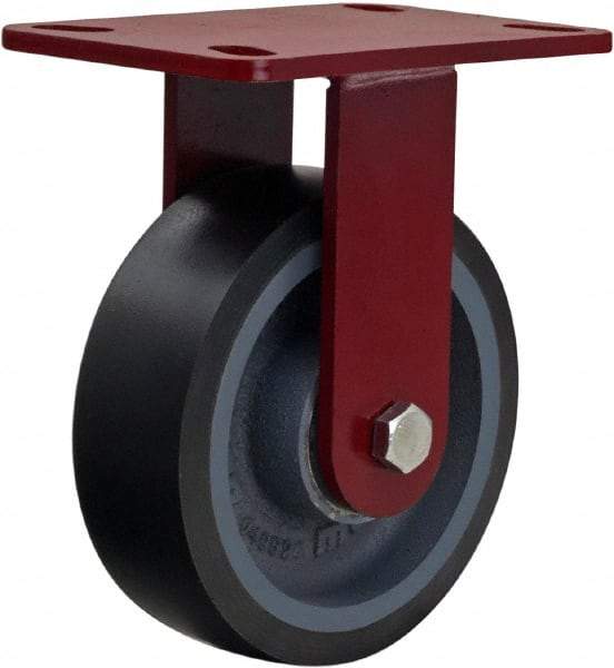 Hamilton - 6" Diam x 2" Wide x 7-1/2" OAH Top Plate Mount Rigid Caster - Polyurethane, 1,560 Lb Capacity, Sealed Precision Ball Bearing, 4 x 4-1/2" Plate - Eagle Tool & Supply