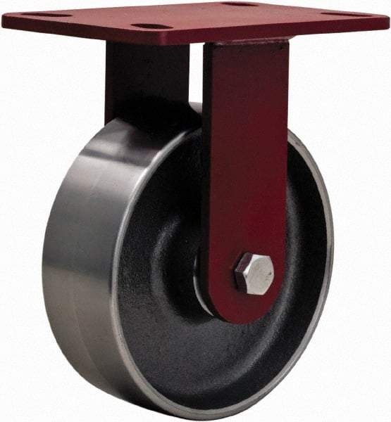Hamilton - 6" Diam x 2" Wide x 7-1/2" OAH Top Plate Mount Rigid Caster - Steel, 2,500 Lb Capacity, Sealed Precision Ball Bearing, 4 x 4-1/2" Plate - Eagle Tool & Supply