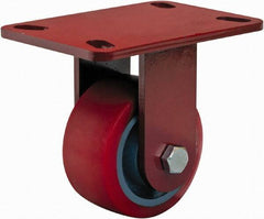 Hamilton - 4" Diam x 2" Wide x 5-5/8" OAH Top Plate Mount Rigid Caster - Polyurethane, 900 Lb Capacity, Sealed Precision Ball Bearing, 4 x 4-1/2" Plate - Eagle Tool & Supply