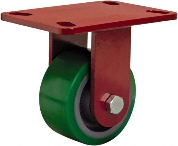 Hamilton - 4" Diam x 2" Wide x 5-5/8" OAH Top Plate Mount Rigid Caster - Polyurethane, 750 Lb Capacity, Sealed Precision Ball Bearing, 4 x 4-1/2" Plate - Eagle Tool & Supply