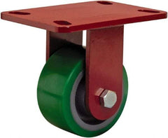 Hamilton - 4" Diam x 2" Wide x 5-5/8" OAH Top Plate Mount Rigid Caster - Polyurethane, 750 Lb Capacity, Sealed Precision Ball Bearing, 4 x 4-1/2" Plate - Eagle Tool & Supply