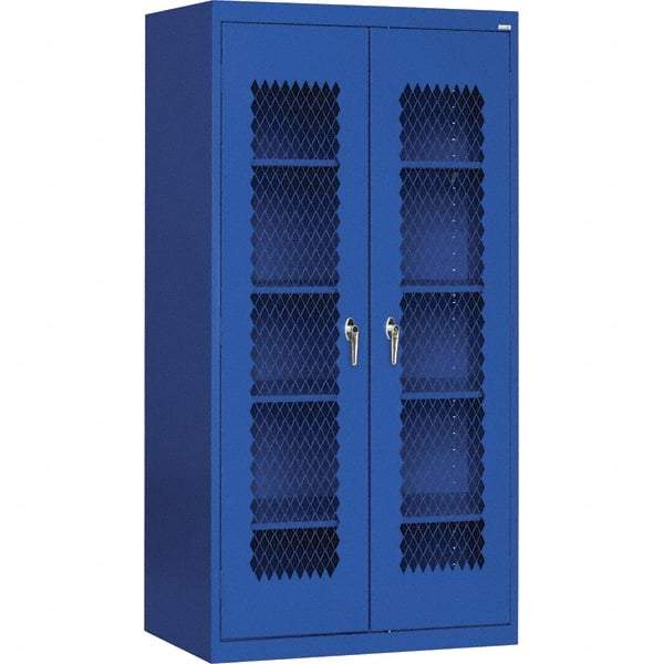 Sandusky Lee - 5 Shelf Visible Storage Cabinet - Steel, 36" Wide x 24" Deep x 72" High, Blue - Eagle Tool & Supply
